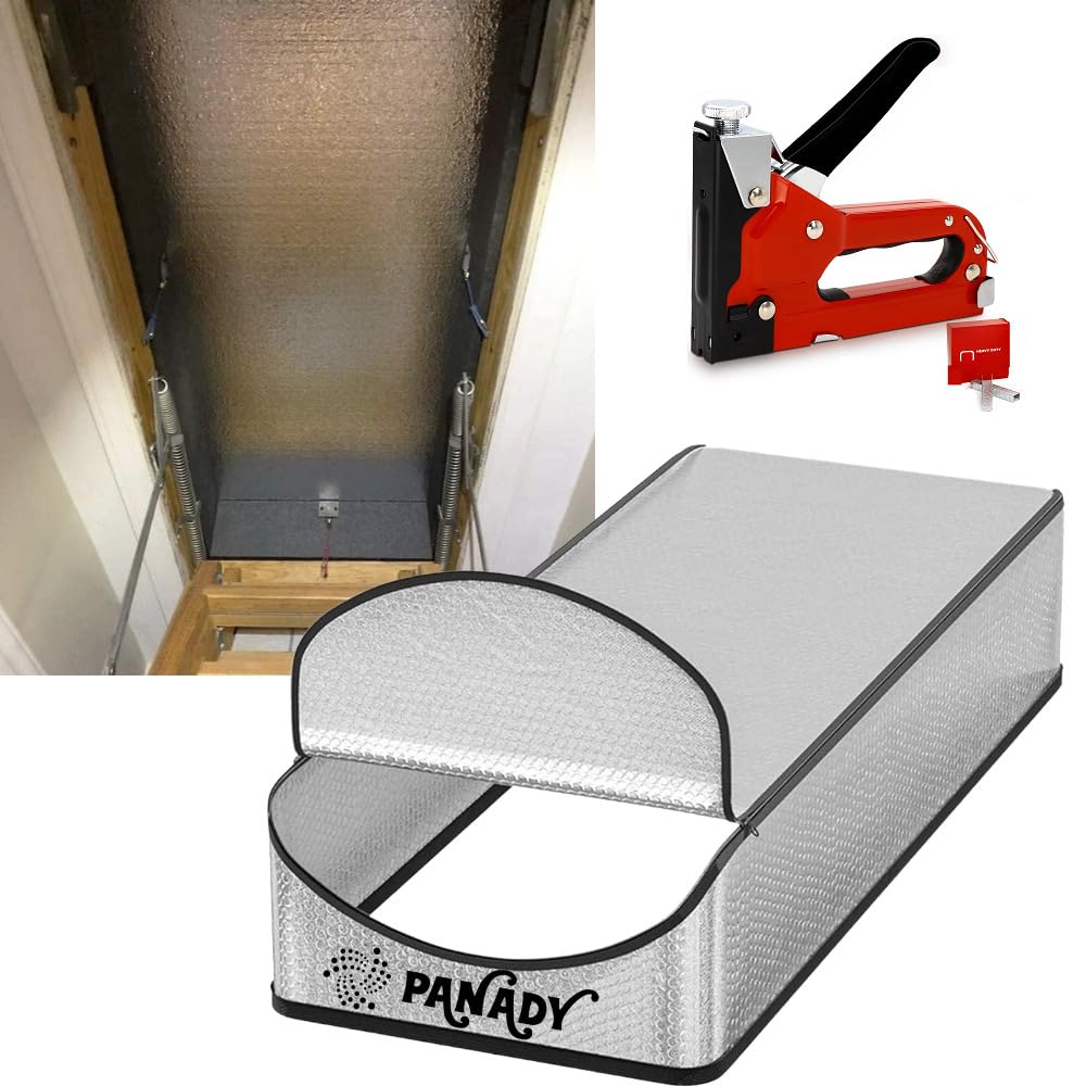 Attic Stairs Insulation Cover Full Kit 25 in x 54 in x 11 in - Class A Fireproof Attic Door Insulation Cover - Attic Access Insulation Cover - Attic Stairway Insulator - Ladder Cover + Stapler