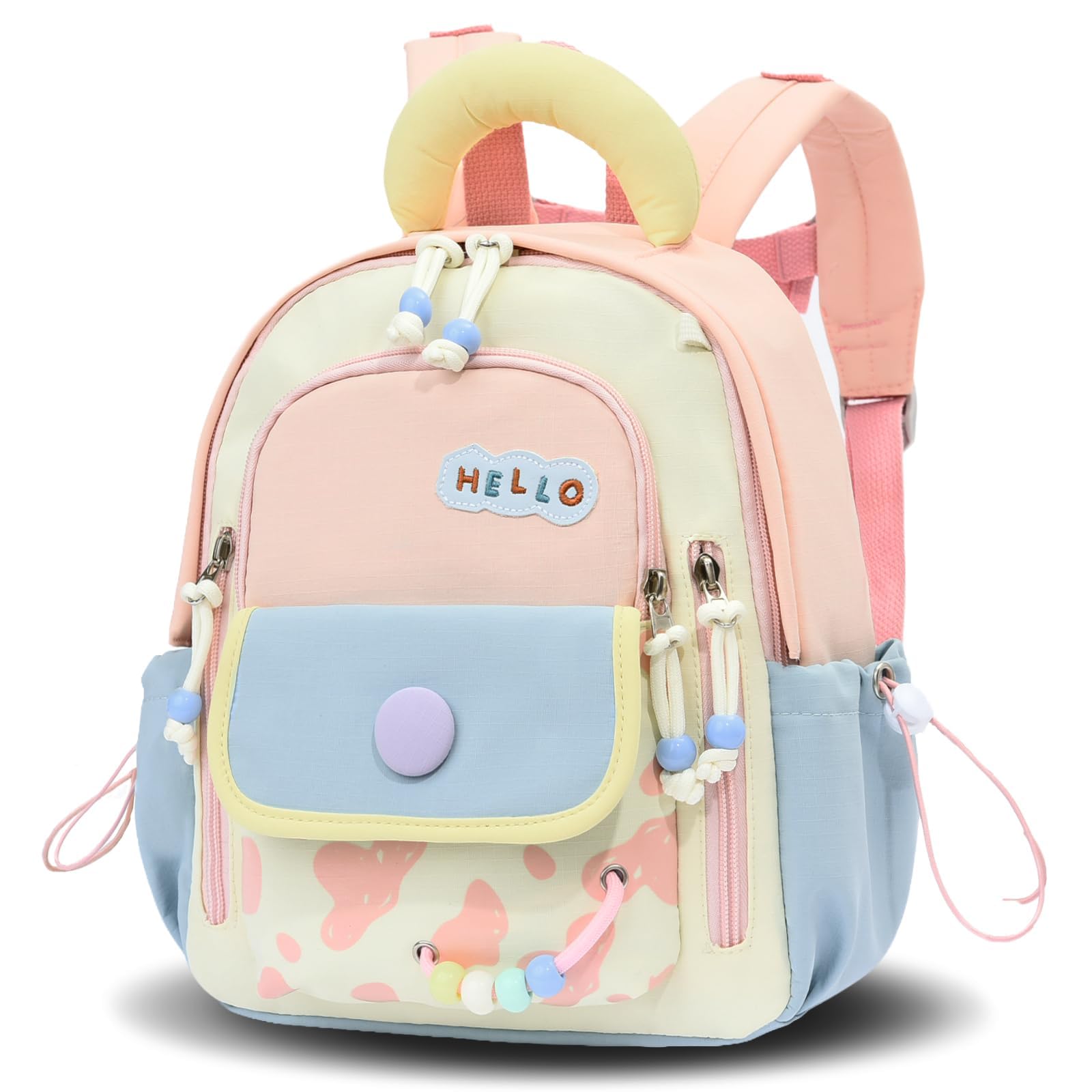 PROTAURI Sac à Dos Enfant Maternelle Fille avec Bretelles de Poitrine, Cartable Maternelle Respirant & Imperméable, Sac Enfant Maternelle Léger Macaron-Design pour 2-5 Ans, 8L, Rose Clair | Avec sangle de poitrine, imperméable, légère, respirante, ergonom