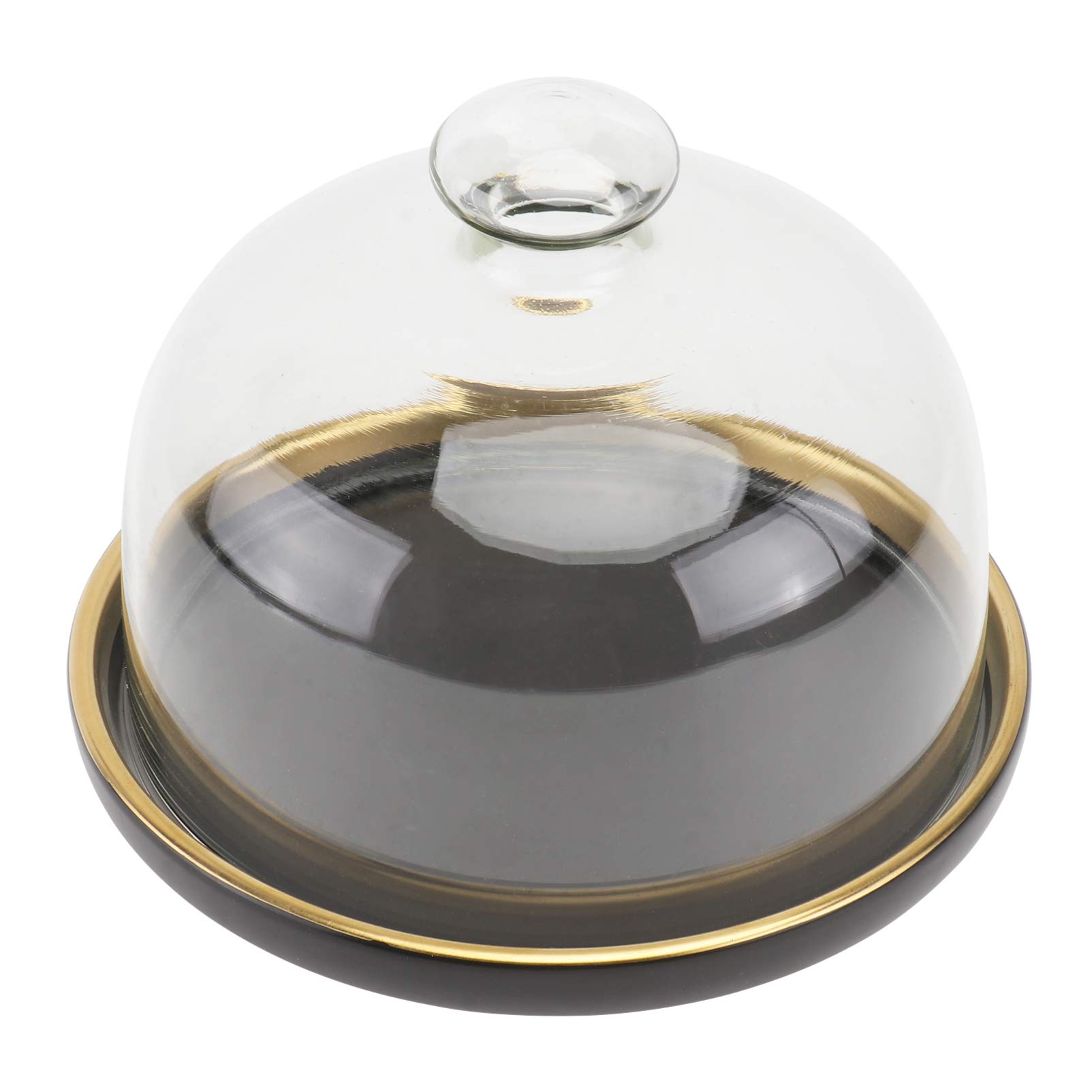 Angoily 1 set cupola di con base in ceramica Cloche campana vaso torta display centrotavola per dessert formaggio fro cucina nero