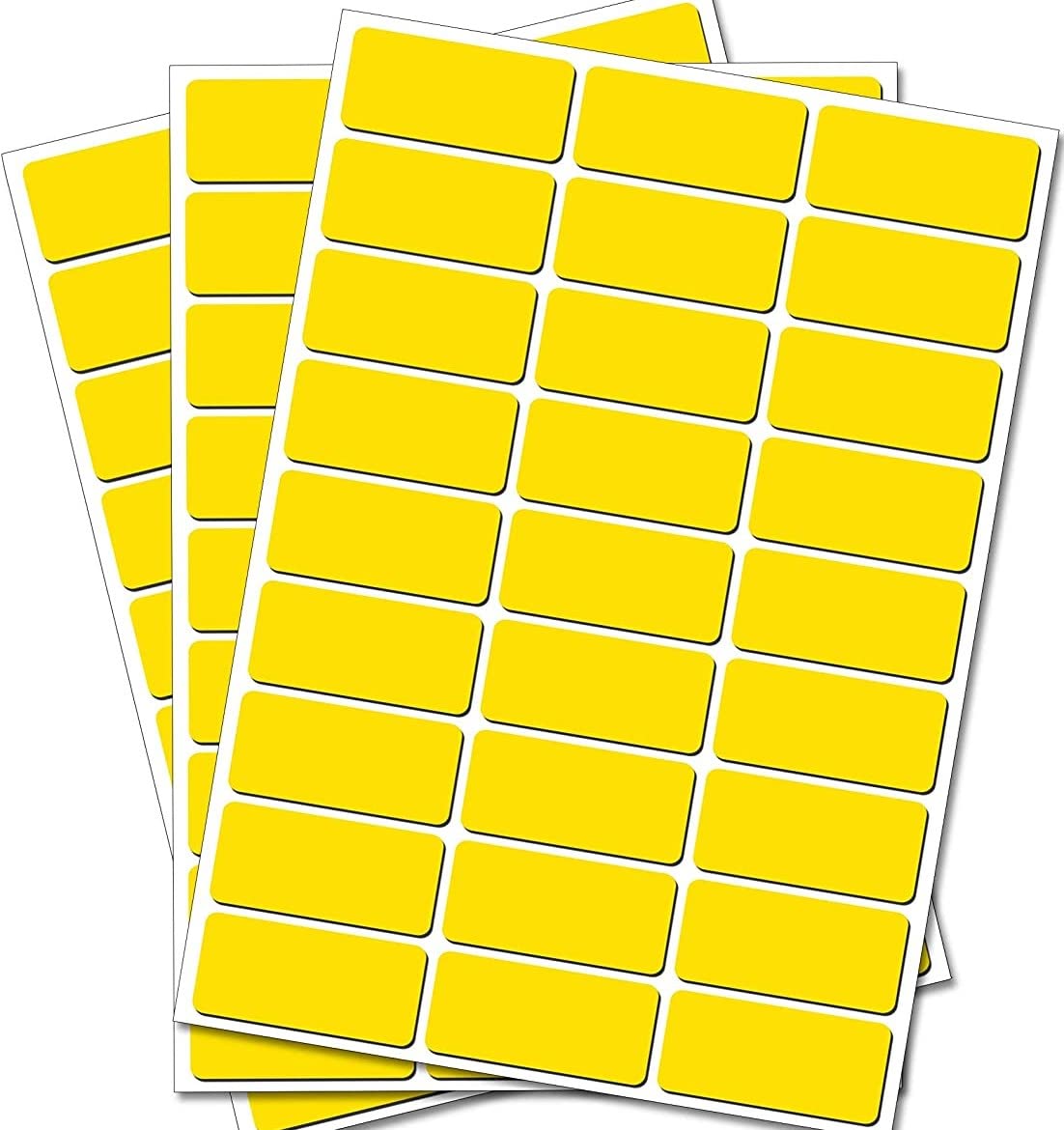 Party Decor Yellow 1000 Rectangles - Removable Self Adhesive Waterproof Durable Vinyl Stickers - Digitally Cut To The Sticker Shape - Size 25Mm X 12Mm