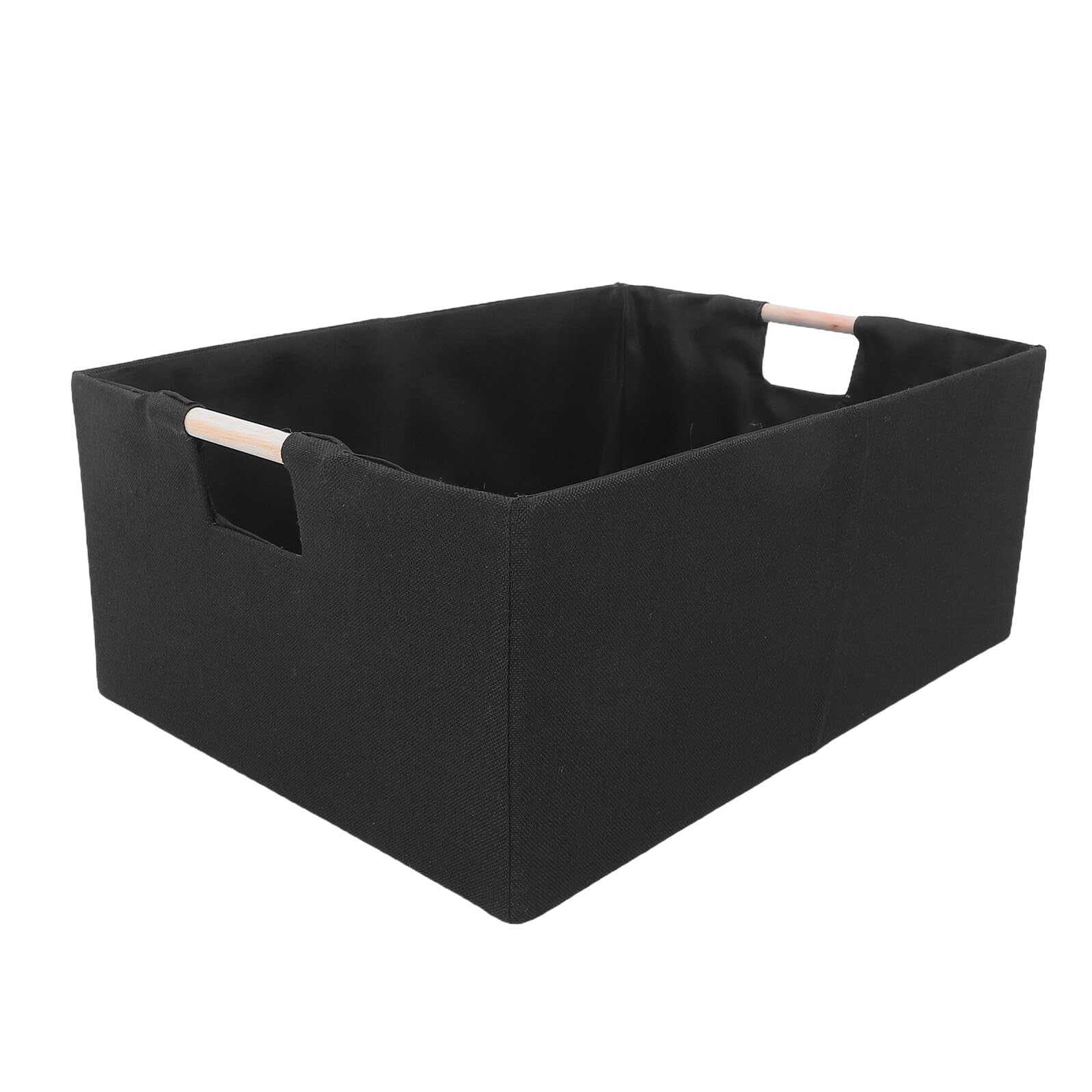 Rechteckige Aufbewahrungsboxen aus Stoff 2 Stück Packung 42x31x17 Cm | Faltbar mit Griffen, Schwarz, für Schrankregale und Ordnung bei Kleidung oder Spielzeug
