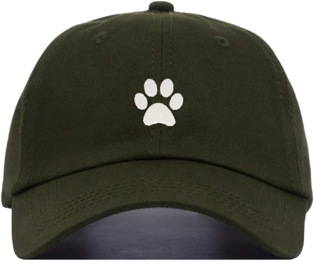 Paw Baseball Hat, Embroidered Dad Cap, Unstructured Soft Cotton, Adjustable Strap Back (Multiple Colors)