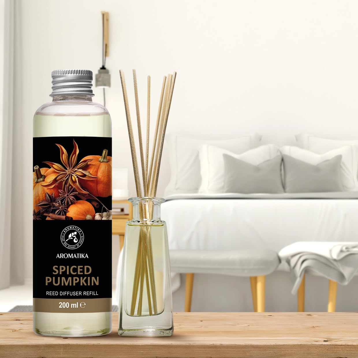 Spicy Pumpkin Refill Reed Diffuser 6.8 Fl Oz - Room Diffuser Refill - Home Fragrance - Room Freshener - Fresh and Long Lasting Fragrance