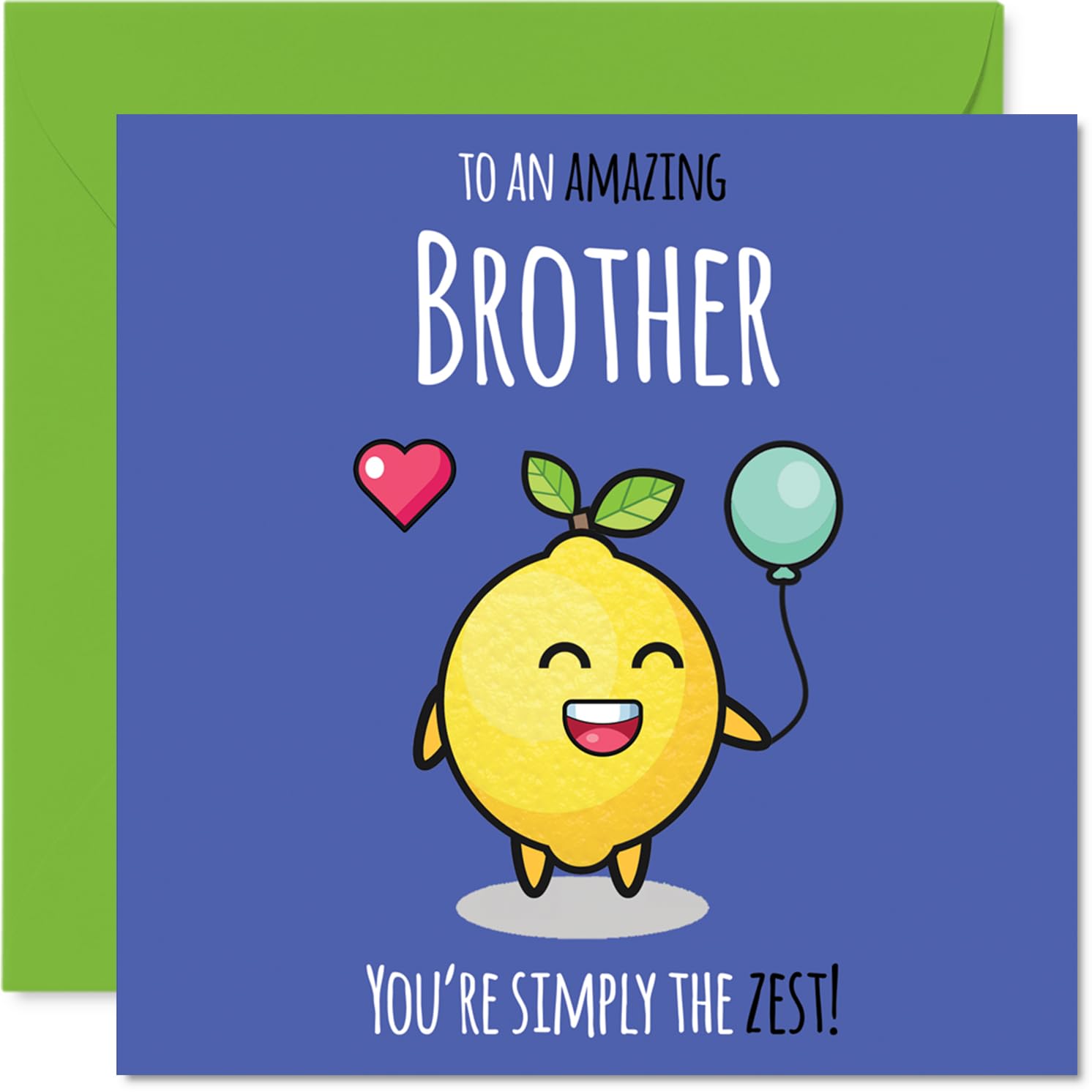 Brother Birthday Card - Simply The Zest - Happy Birthday Card for Brother from Sister Sibling, 145mm cute lemon Bday Greeting Cards