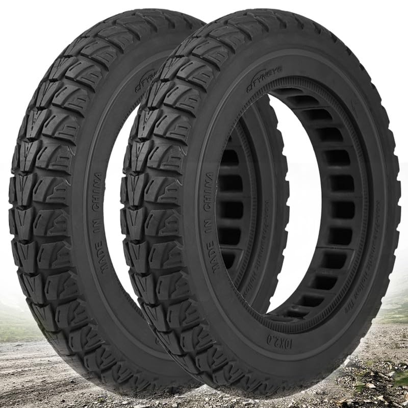 10X2.125 Solid Tire: 50/75-6.1 Tires Replacement for Gotrax G4 GXL V2 Ninebot D40x F25 F30 F35 F40 F45 F60 Electric Scooter, 10x2/54-152, 10 Inch Off Road Front Rear Tubeless Wheel