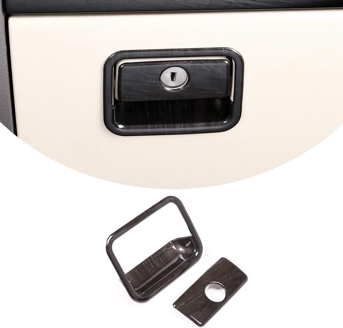 ABS Inner Glove Box Handle Buckle Cover Trim Fit for Toyot@ Land Cruiser Prado FJ150 150 2014 2015 2016 2017 2018 Interior Car Accessories (Black Wood Grain)