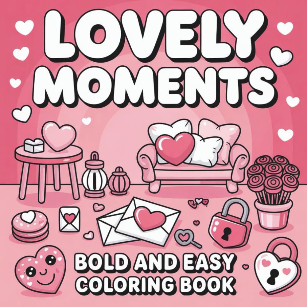 Lovely Moments: Bold and Easy Coloring Book for Adults and Kids Featuring Cozy Love Designs