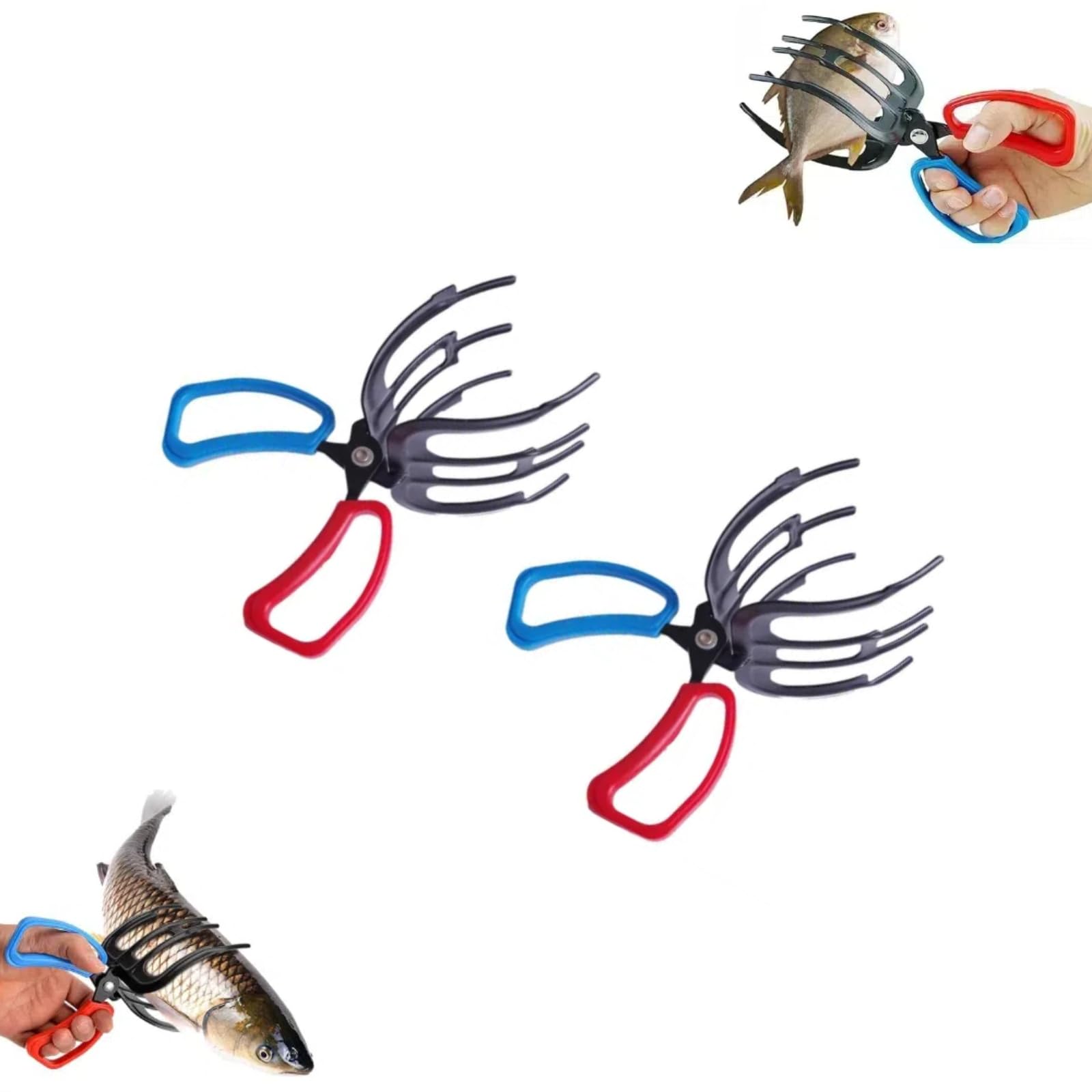 Kerrtoa Pince à poisson à 3 griffes, pince de pêche multifonctionnelle à trois dents, pince de pêche antidérapante, pince de pêche en métal, pince de contrôle des poissons, accessoires de pêche