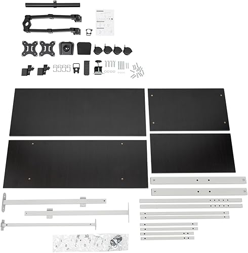 Miniatura 9 de Gdrasuya10 Escritorio de pie con soporte de monitor doble, altura ajustable, estación de trabajo para computadora portátil, podio, portátil, carrito