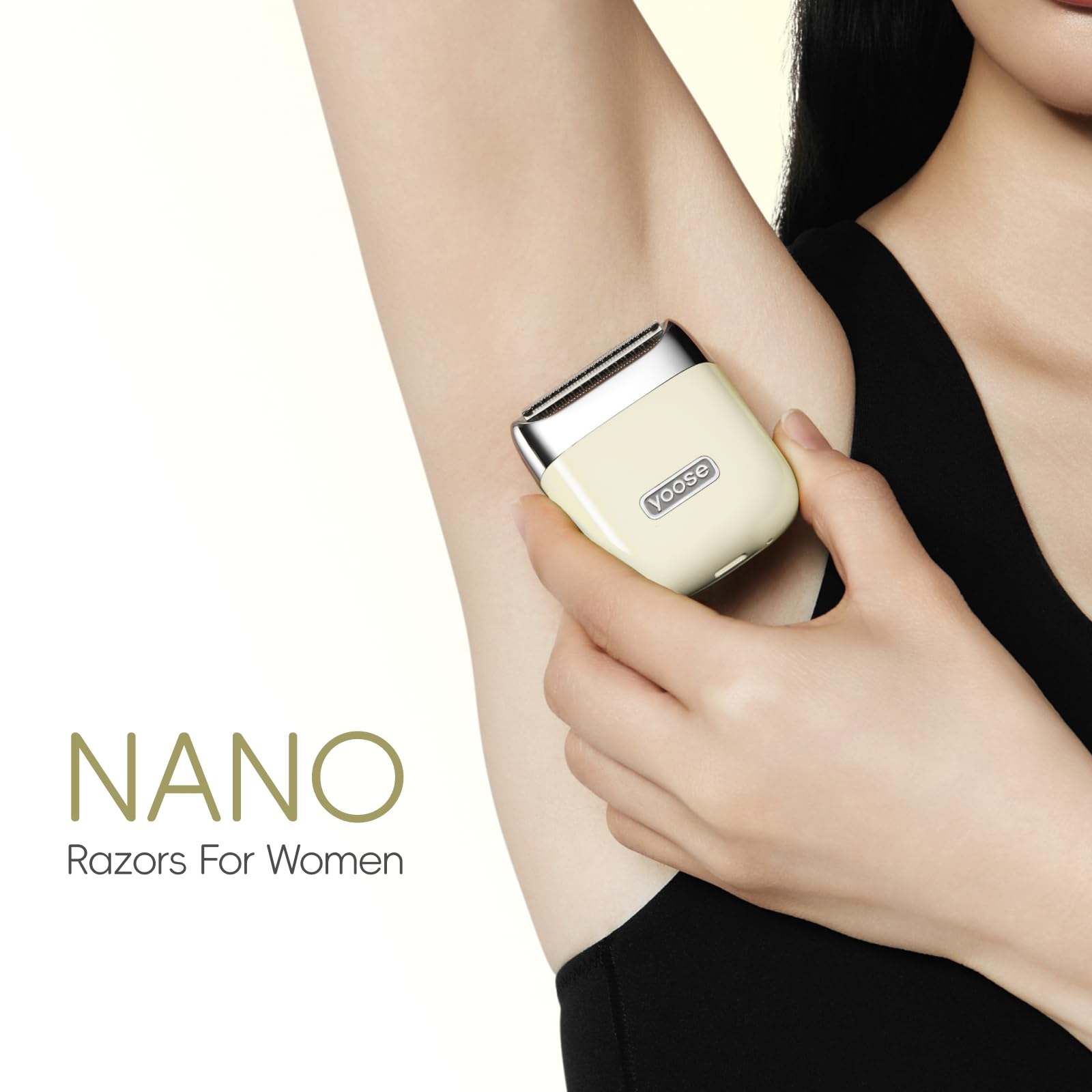 yoose Rasoi elettrici da donna, IPX7, in lega, per bikini, per donne (USB-C, pettine trimmer, modalità multi rasatura), formato portatile, bianco porcellana