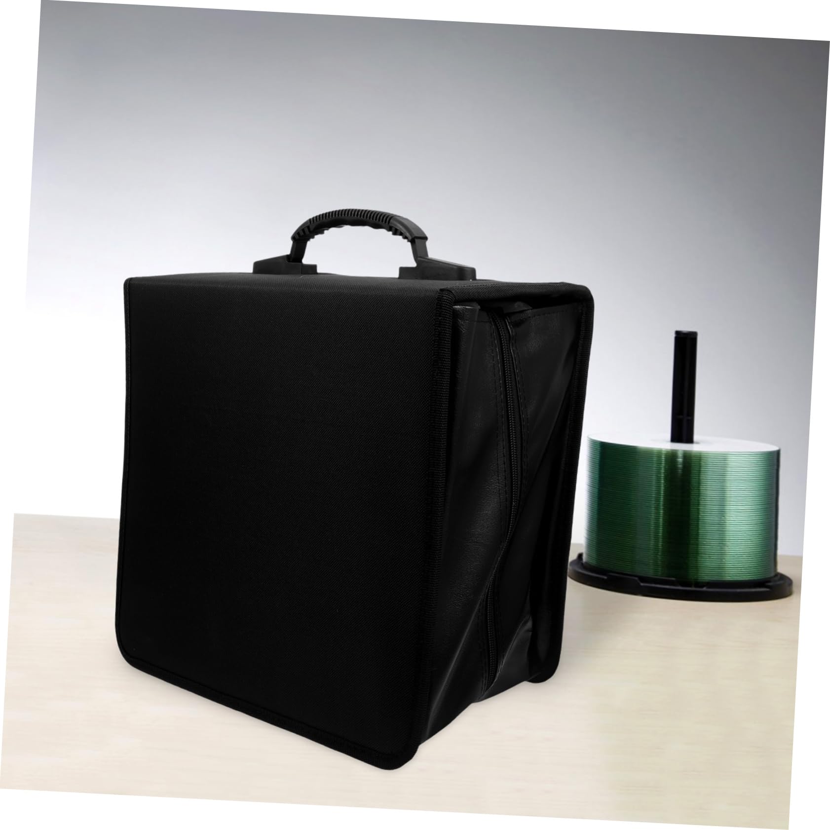 Ciieeo Portaoggetti Per Cd e Dvd in Pelle Pu Organizer Grande Capacità Fino Dischi Con Maniglia Portatile Custodia Per Archiviazione e Protezione Da Graffi Nera Per Auto Casa Ufficio e Vi