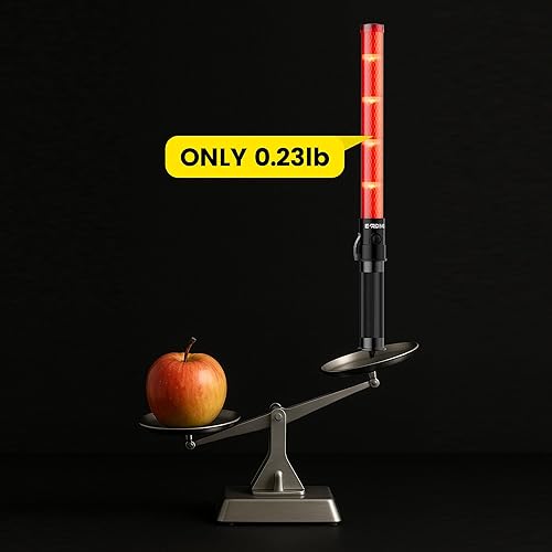 Miniatura 5 de Paquete de 2 varitas de tráfico, varitas rojas de control de tráfico aéreo de 16 pulgadas, bastón LED de seguridad de tráfico con 3 modos