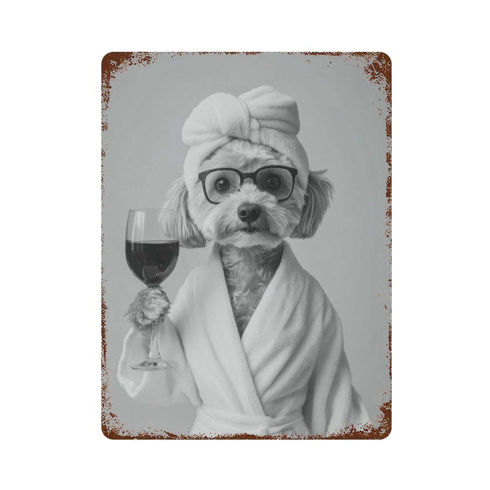 xiaoxiaoshen Cockapoo Wine Print Wall Decor Art Metal Tin Poster Modern Home Decor Art Home Bar Shop Decorations Vintage Sign 40x30cm