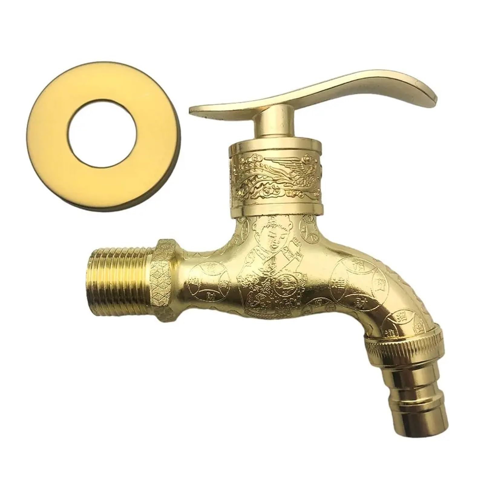Trryuip E Outside Tap Antique Dragon Carved Water Taps Garden Faucet Washing Machine Outdoor Mop Wash Basin Vintage Style(-E)