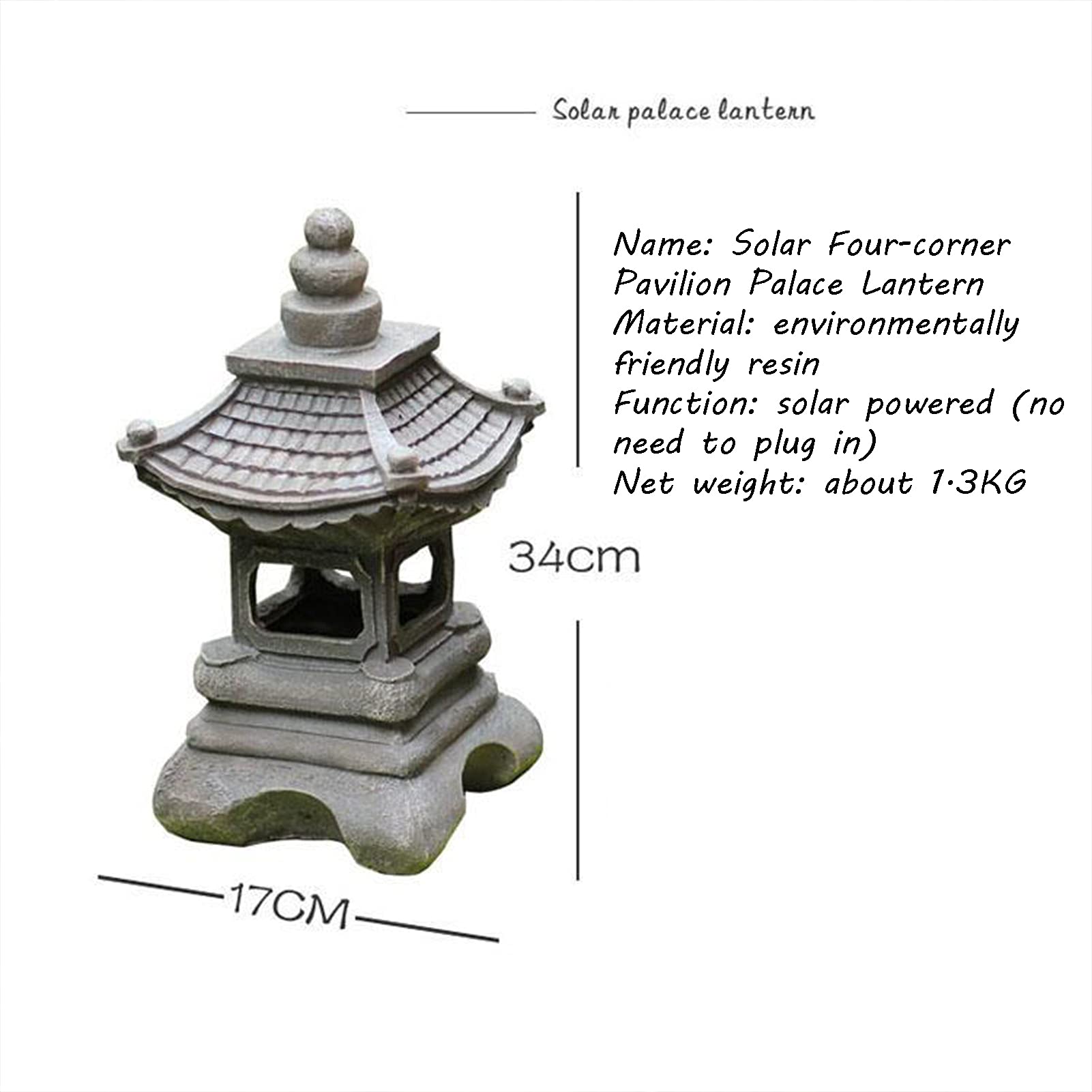 Estatua de jardín, Estatua de jardín Solar para jardín al Aire Libre, Farol, Pagoda, Figura de luz, lámpara de Palacio, decoración de Paisaje,