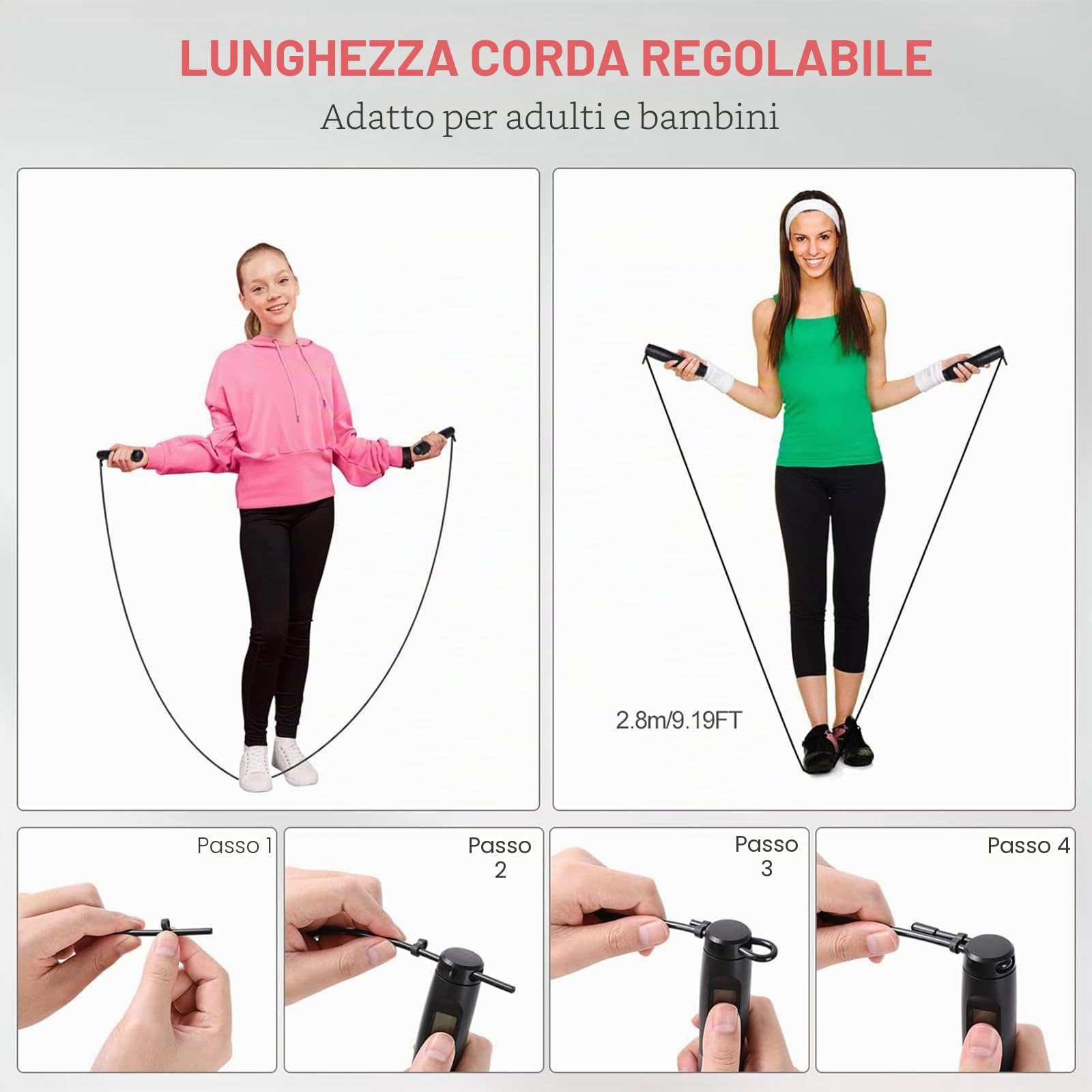 Flintronic Corda per Saltare Smart con Contatore, Corde per Saltare Senza Filo Regolabile, Corda Saltare Regolabile con Cuscinetto a Sfera, per l'Uomo/Donna/Bambini, Fitness/Perdita di Peso