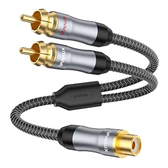 VANAUX RCA Y Splitter 1 Female to 2 Male, RCA/Phono Adapter, Coaxial Audio Video Extension Cable Gold Plated Adapter for Amplifiers,CD Player, Subwoofer, Home Theater, HDTV 1ft/30cm