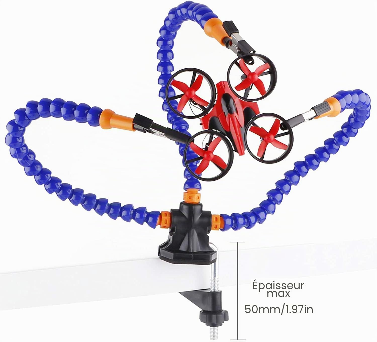 Outil de station de soudage flexible pour une utilisation facile (trois bras flexibles, pince réglable de 5 cm)