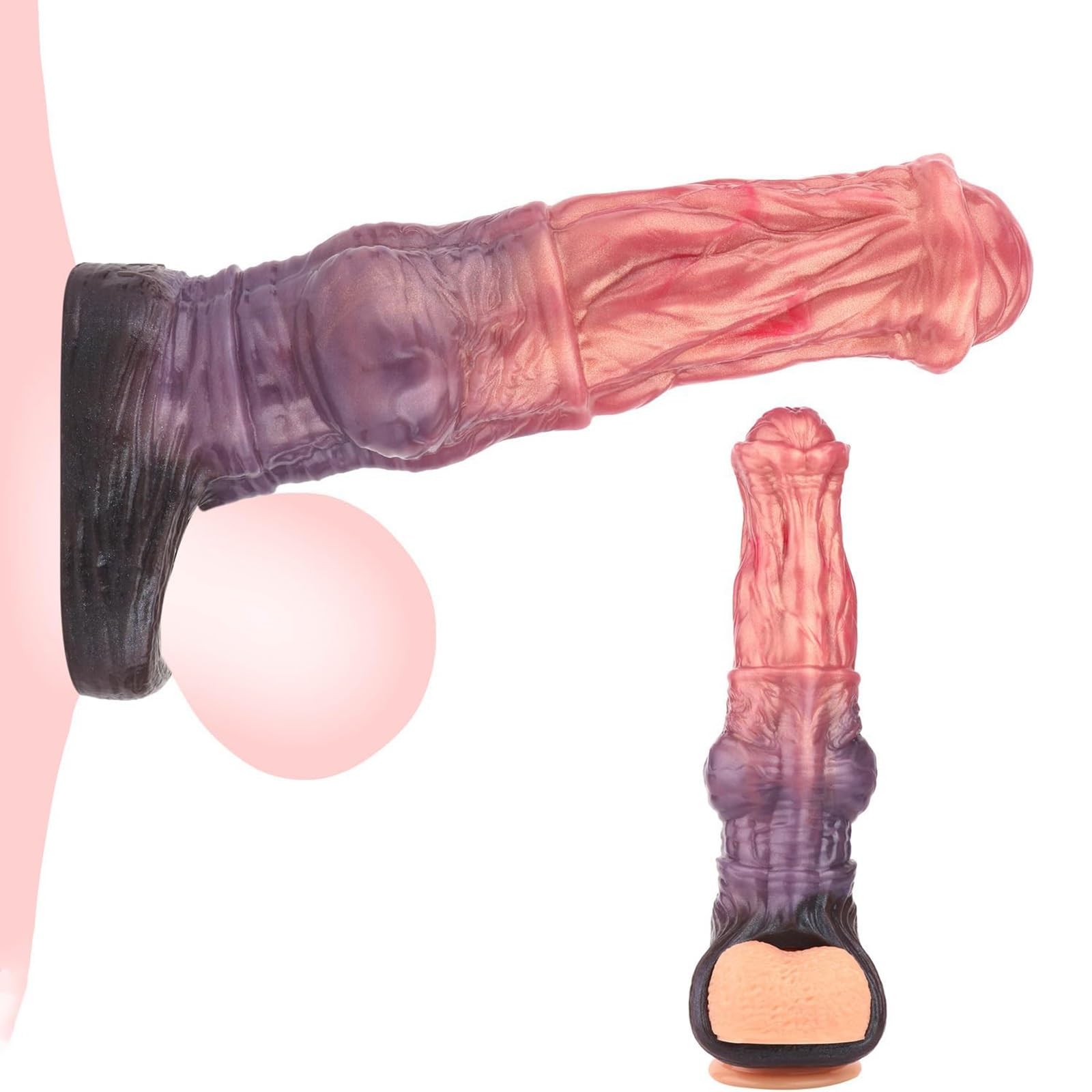 Anillo for pene con funda for pene de tamaño opcional de Monster elástico, vaina ampliación del extensor masculino prolongado, juguete sexual adultos con circunferencia hombres y parejas(L)