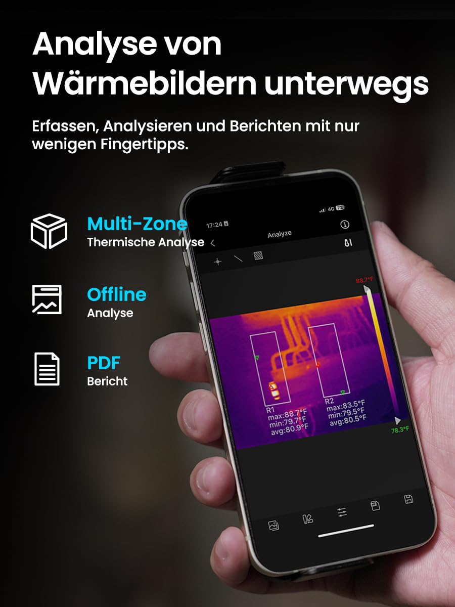 MiLESEEY TP2 Wärmebildkamera für Smartphones, Wärmebildkamera mit 256 x 192 IR-Auflösung für iOS und Android, -4 °F ~ 1022 °F Temperaturbereich, 40 Mk Thermische Empfindlichkeit