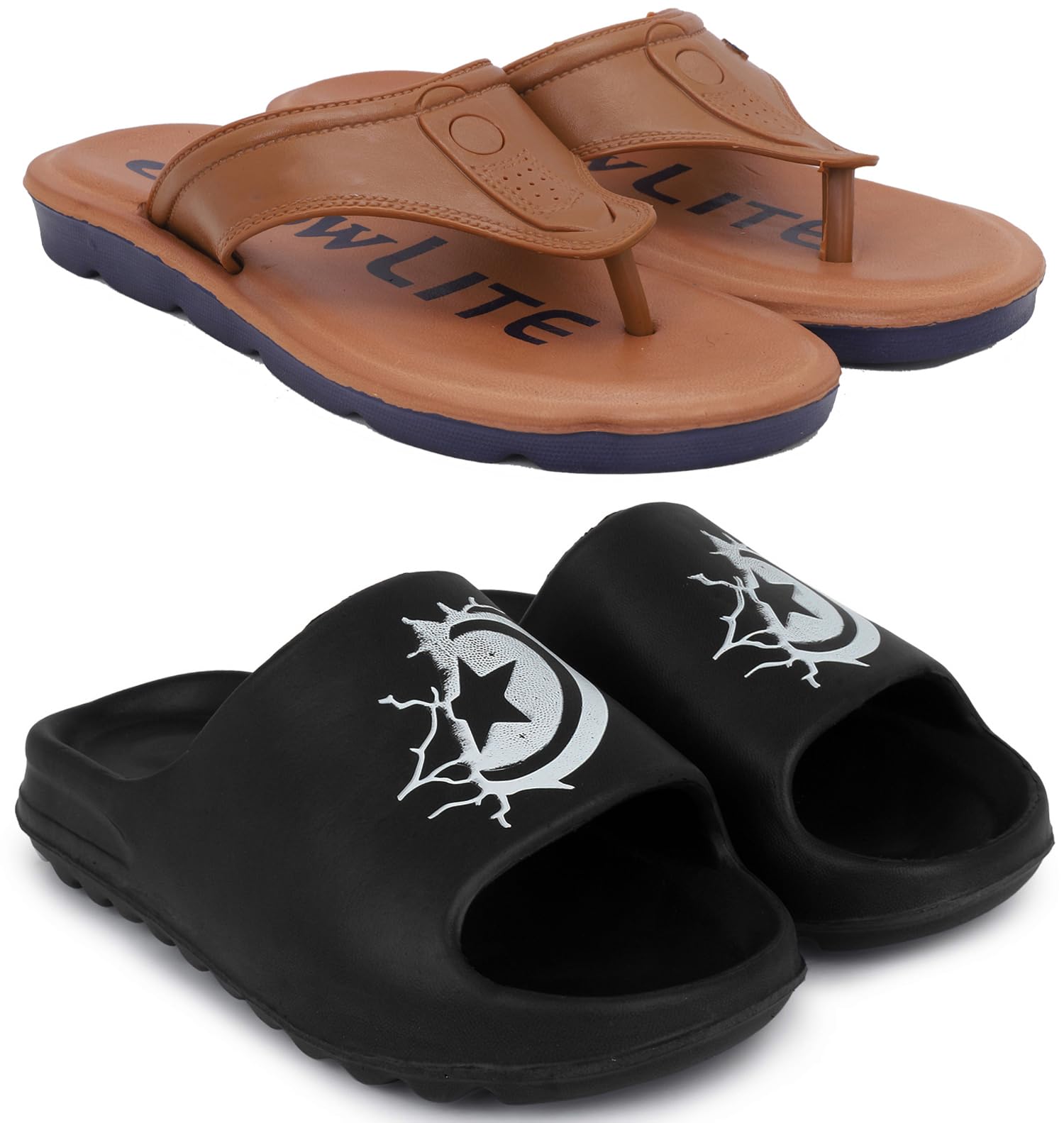clogs for men classic casual sandals with adjustable back strap anti-skid lightweight flip-flop slipper slides for men's & boy's combo pack of 2