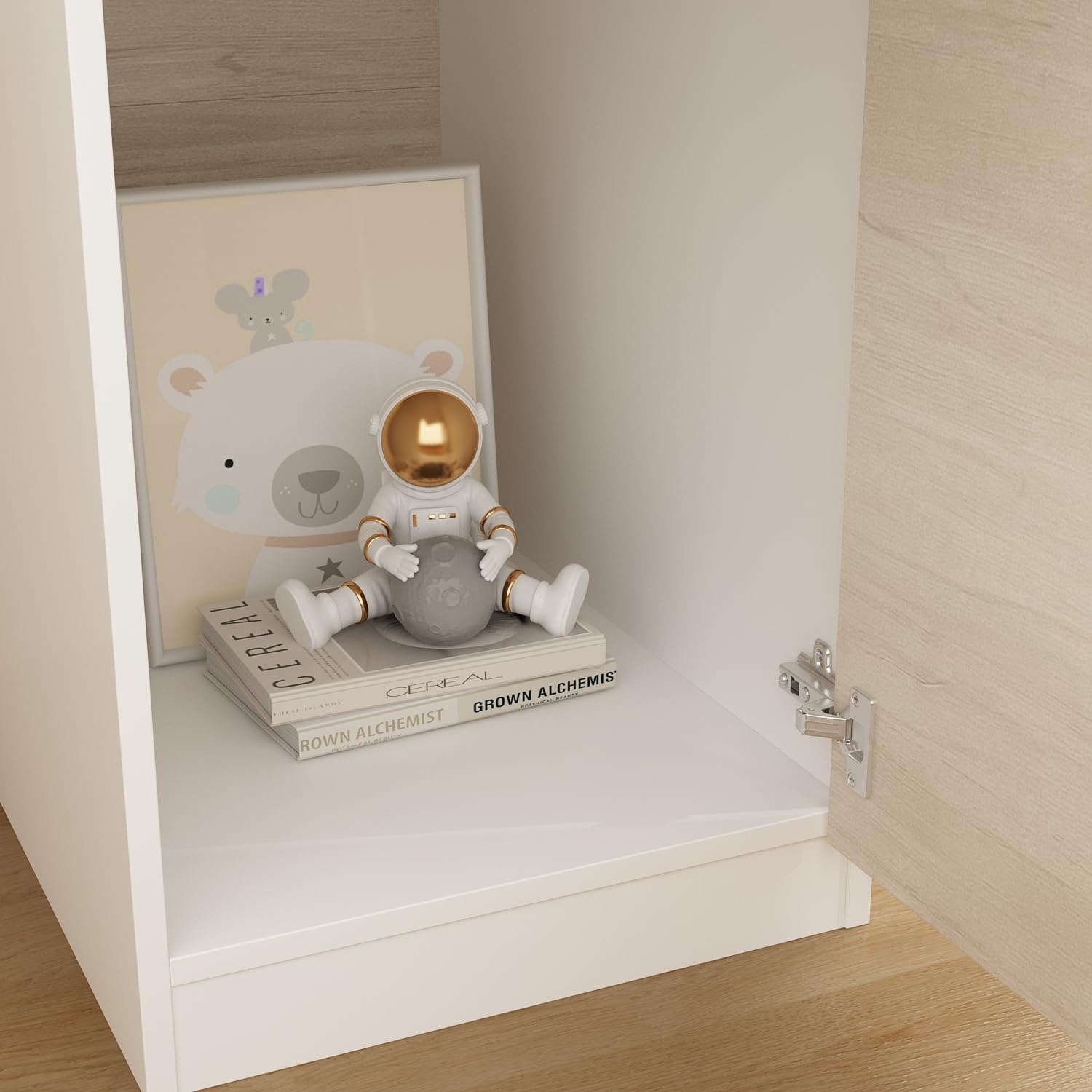 Mostrador de Recepción Grande Con Compartimentos Abiertos - Mesa de Recepción, Muebles de Oficina, Color Madera y Blanco