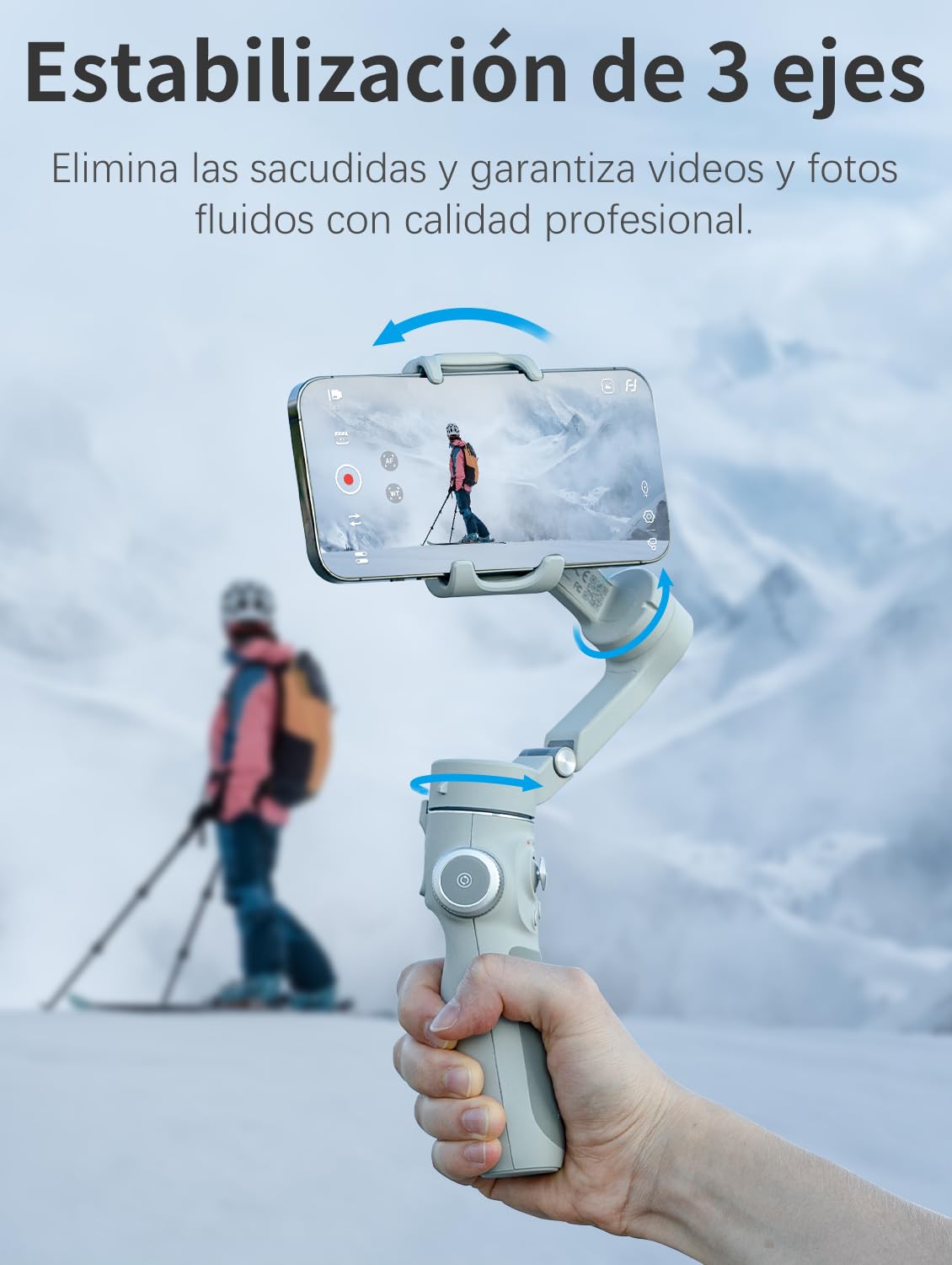 FeiyuTech VB4 Estabilizador de Móvil con Seguimiento IA, Barra Extensible de 216 mm y Luz Integrada, Gimbal 3 Ejes para Smartphone, Compatible con iPhone 17/16 y Samsung S25, Ideal para Vlog y Vídeo