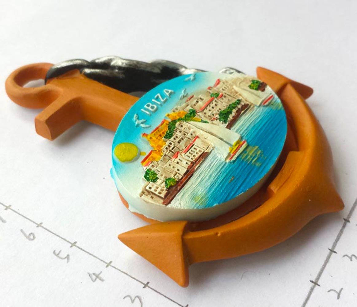 Calamita Da Frigorifero Ibiza Spagna - Souvenir 3D Dipinto A Mano, In