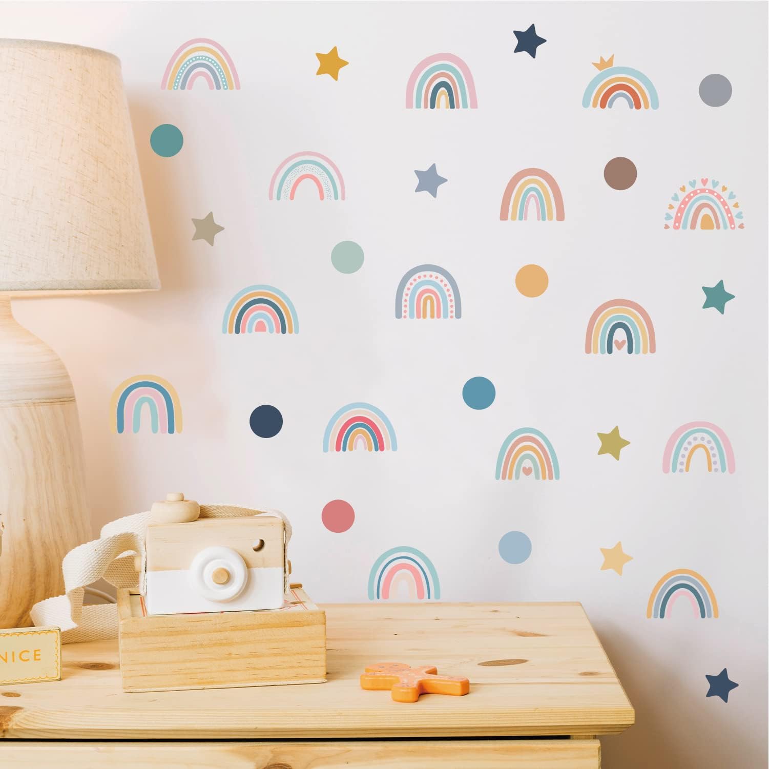 i-Beeboo Boho Rainbow Wall Decals Stickers for Baby Kids Room Girls Bedroom Wall Decor Removable PVC Wall Decals for Home Decor Nursery Classroom(76pcs)
