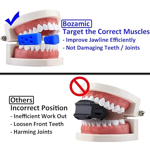 Miniatura 4 de Bozamic Ejercitador de mandíbula mejorado, antiasfixia, de silicona, para mujeres y hombres, perfecto para usuarios principiantes y avanzados,