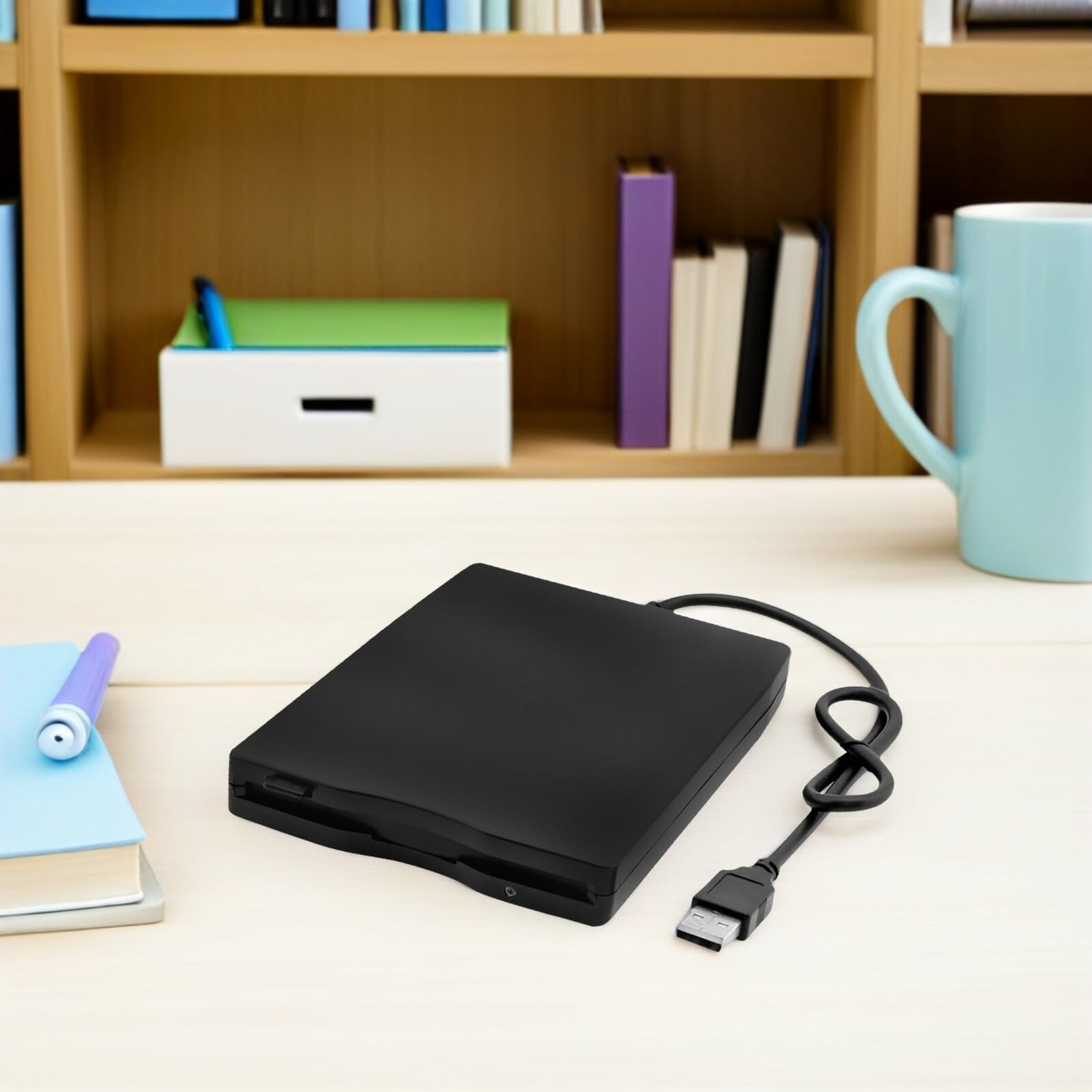 OSALADI Lecteur de Disquette Externe USB 2.0 Noir, Transfert de Données Stable, Compatible Plupart des Systèmes, Design Compact pour Transport Pratique