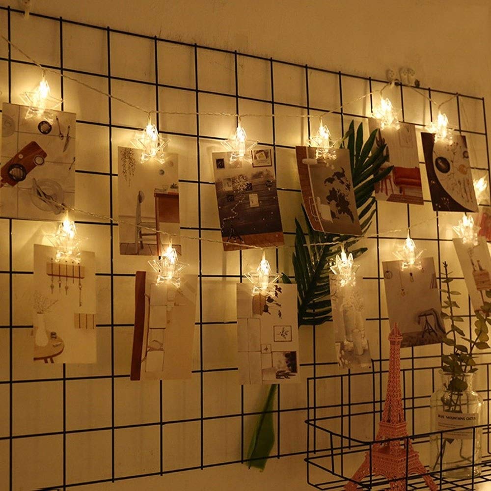 Guirlande Lumineuse LED extérieur et intérieur, Clip Photo, étoile à Cinq Branches, boîte à Piles, veilleuse, éclairage d'extérieur, décorations de Vacances, lumières suspendues, Patio, Convient Noël