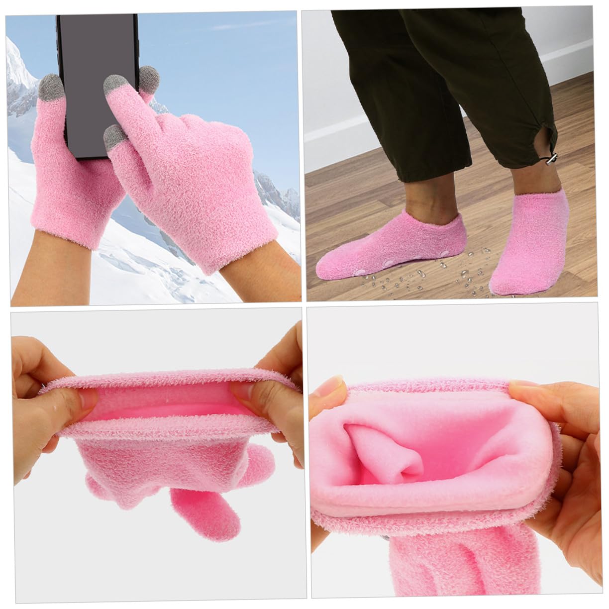 Abaodam 2 Paare Featherlight Feuchtigkeitshandschuhe und Socken Set für Damen Pflegend Strapazierfähig Atmungsaktiv Sanfte Pflege für Hände und Füße für Nacht Anwendung