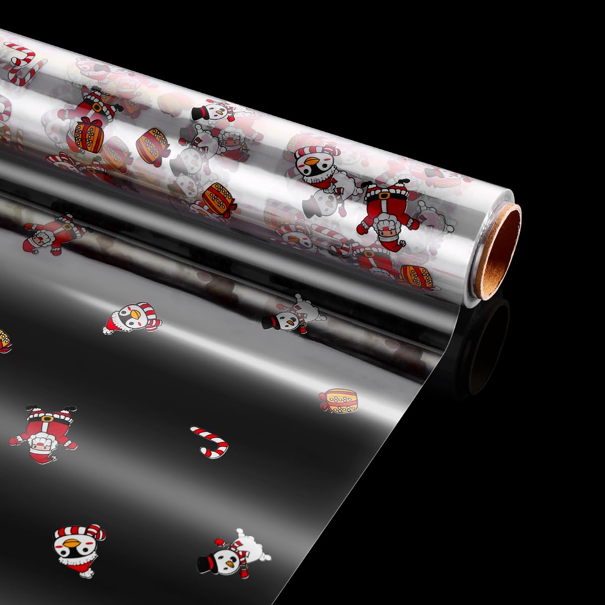 STOBOK Clear Cellophan Wrap Roll | Santa Claus Musterpapierverpackung 15. 7 Zoll X 100 Fuß 2. 5 Mil Kristall Langfilm Weihnachtsgeschenkverpackungen Packpapier für Blumen Handwerk