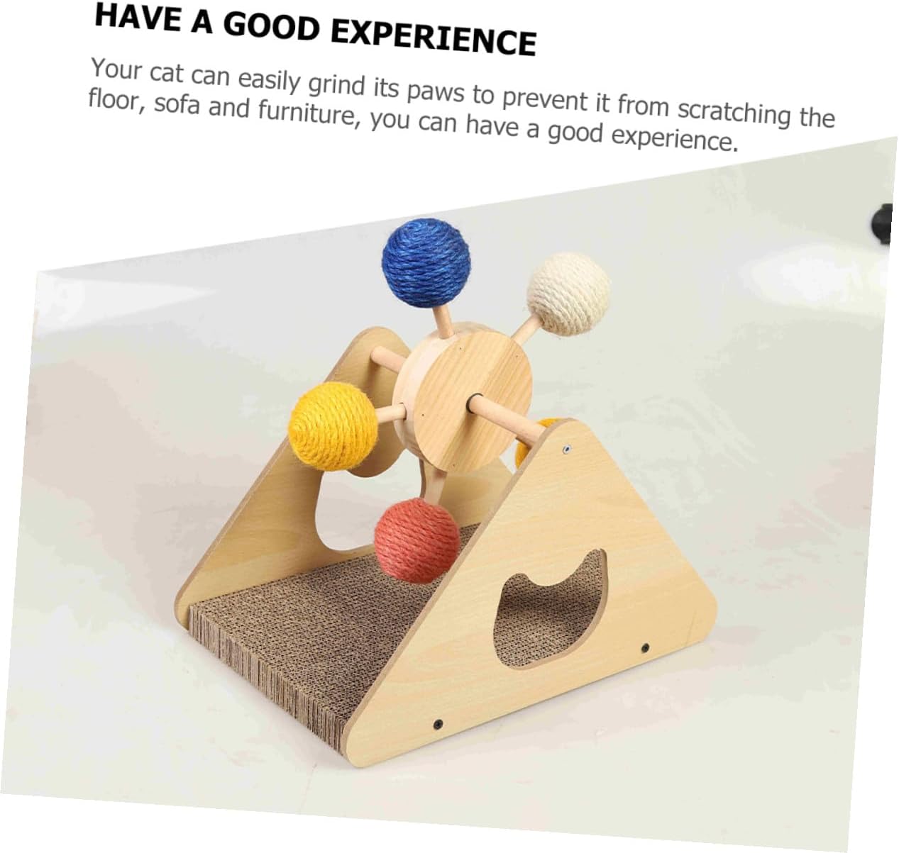 jojofuny Cat Scratching Board and Rope Ball with Ferris Wheel Design, Small Corrugated Cardboard Scratcher for Indoor Kitten Exercise and Claw Maintenance Random Color
