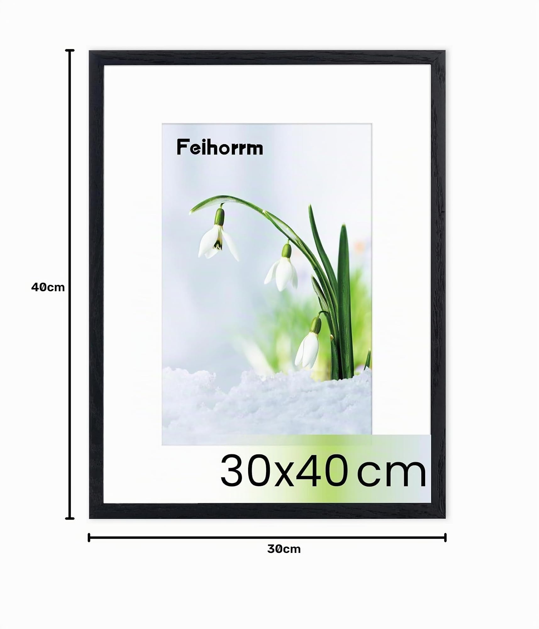 Feihorrm Bilderrahmen, Fotorahmen aus Eiche, Mit gehärtetem Glas, Für 30x40 cm-Fotos ohne Passepartout oder 19x29 cm-Fotos mit Passepartout… – Ansicht 7