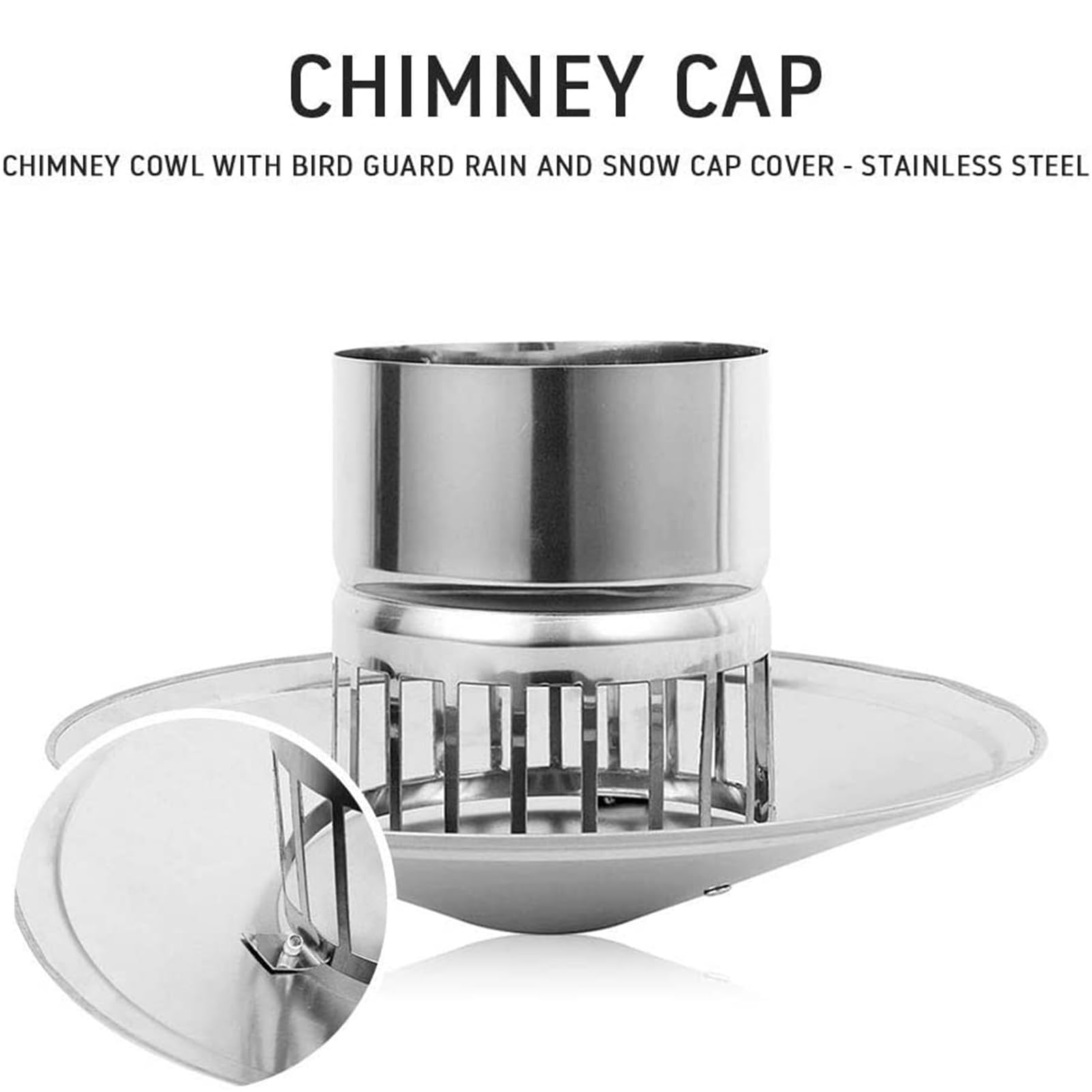 100-200mm Chimney Cowl Cap Pot Guard Stainless Steel Flue Pipe Cover - View #4