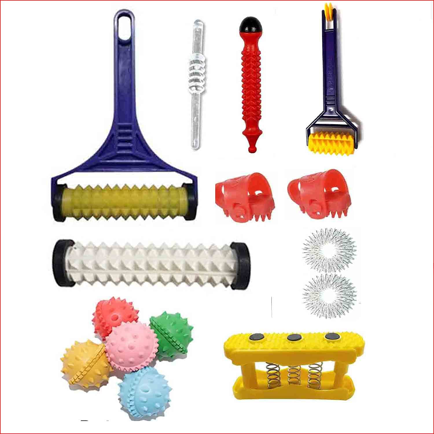 Ishika accessories Acupressure Handle Big & Mini Roller Sujok Jimmy Crystal Deluxe Pocket Exerciser Magnet 5pc Sujok Ball Color 2pcThumb 2pc Sujok Finger Ring