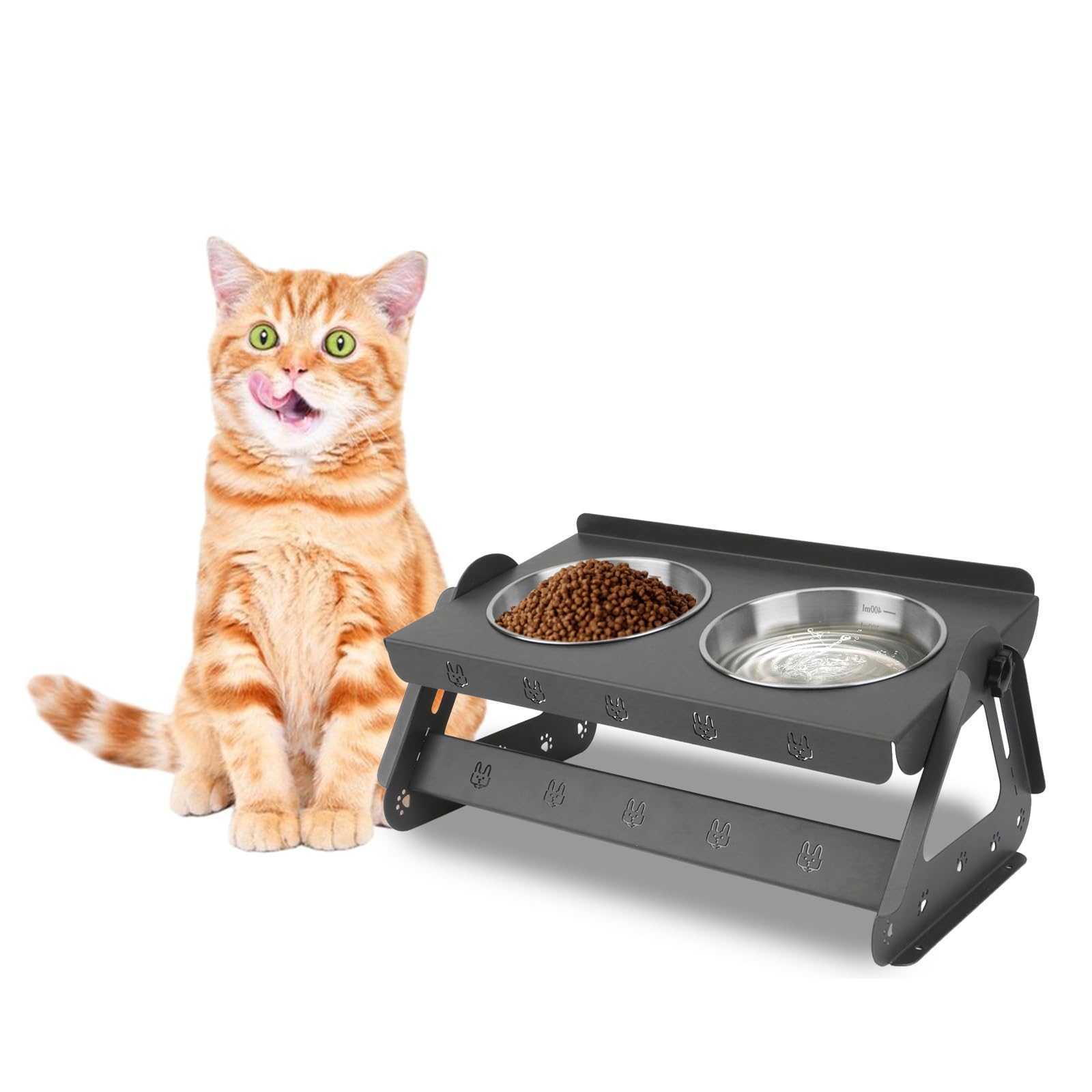 Gamelles surélevées Hypeety inclinaison 15° et support stable en acier pour chat et chiot