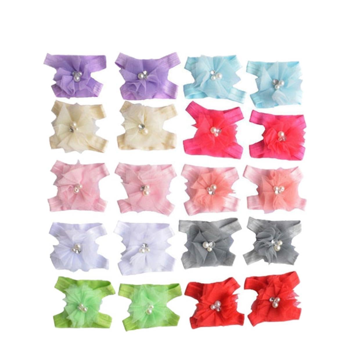 BESTonZON Infant Girls Chiffon Barefoot Sandals Flower Sandal Sock Shoes for Toddlers