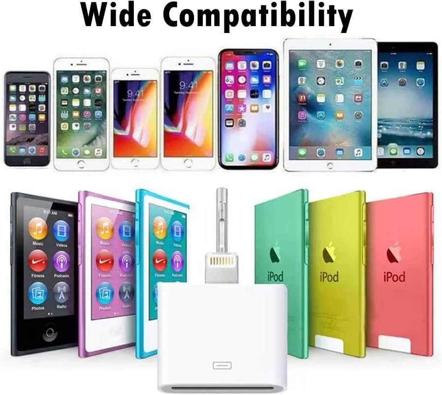Lightning to 30-pin Adapter,Apple MFi Certified iPhone 8-Pin Male to 30-Pin Female Adapter Charging Sync Converter Connector Compatible iPhone 13/13P/12/11/X/8/7/6P/5S/6/iPad/iPod (No Audio)