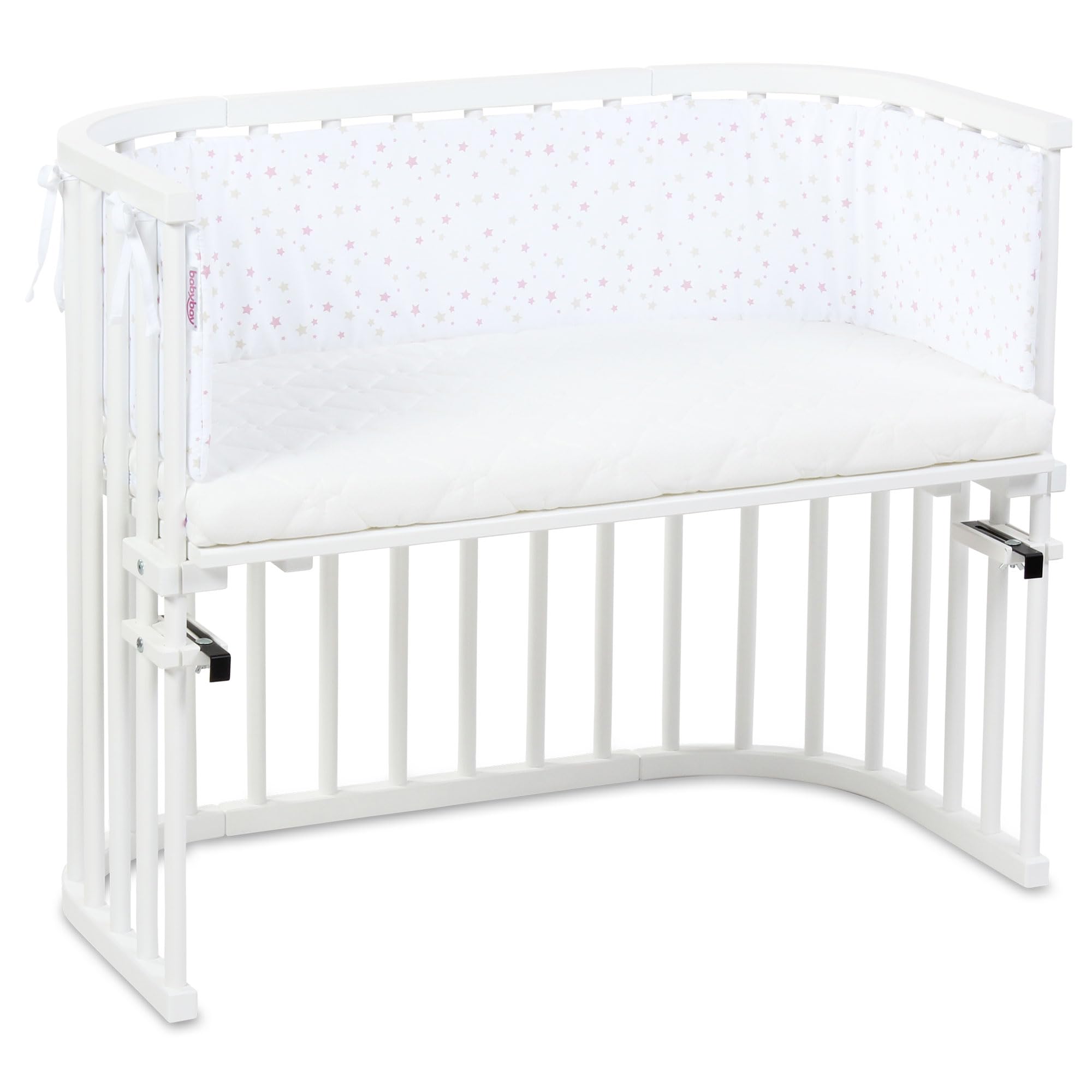 babybay Paracolpi in piqué adatto per modello Boxspring XXL, bianco mix di stelle sabbia/bacca