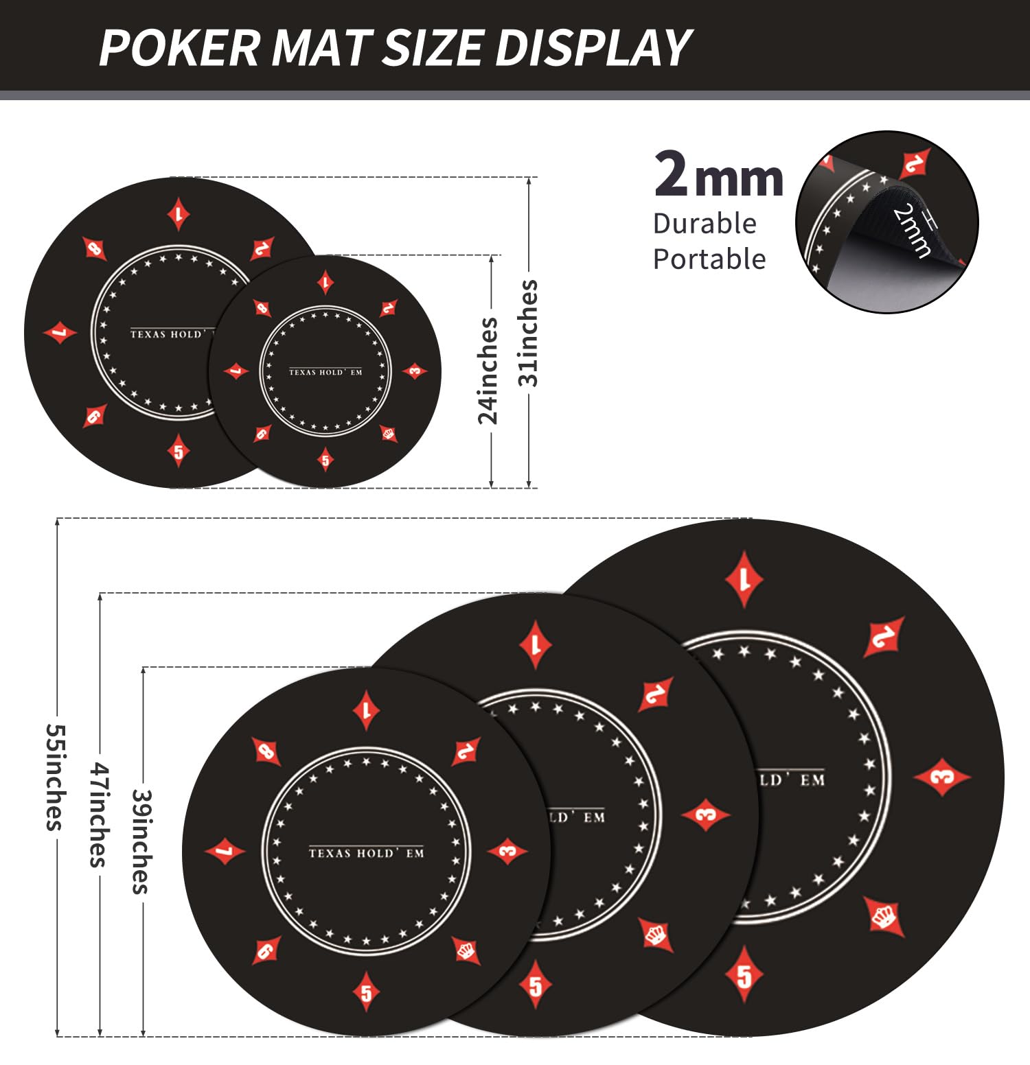 Tapis Poker Antidérapant Tapis De Poker Professionnel - 120x60 Cm - Surface Lisse Et Antidérapante - Niktule Tapis Poker Professionnel