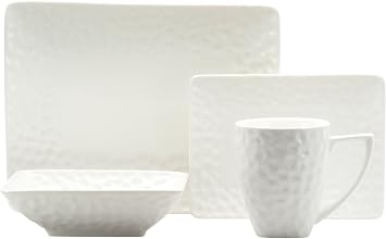 Red Vanilla Marble 16-Piece Rectangular Dinnerware Set