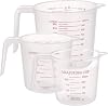 3 Pcs Plastic Measuring Jug Baker Set, Plastic Jug Measuring Cup with Handle, 250ML/500ML/1000ML Measuring Jugs for Baker Kitchen, Clear&Easy to Read Measurements - No Dishwasher