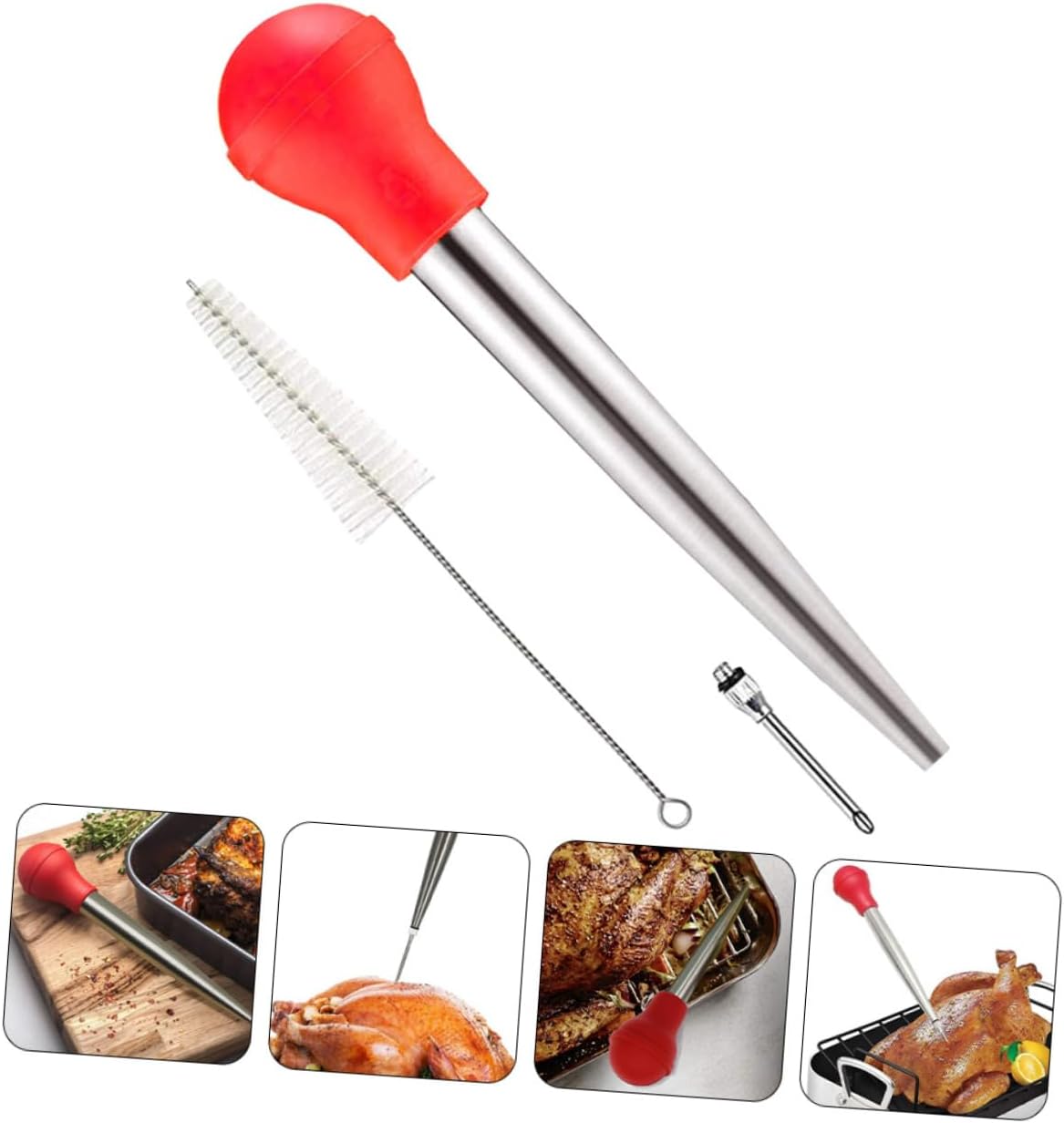 COLLBATH Oil Suction Pump Turkey Marinade Injector for Juicy Meat Essential Kitchen Tool for Bbq Camping Outdoor Cooking