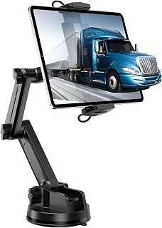 OQTIQ Tablet Mount for Truck-Heavy Duty [16 inch Long Arm], iPad Holder for Car Truck Dashboard Windshield Strong Suction Cup Compatible with Tablet & iPad, Semi Truck.