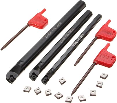 Maizoon CNC Lathe Holder Turning Tool Boring Bar 3pcs S07K-SCLCR06 S10K-SCLCR06 S12M-SCLCR06 + 10pcs CCMT0602 Inserts + 3pcs Wrenches Lathe Tools DZ09