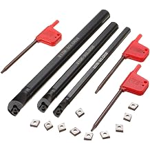 Maizoon CNC Lathe Holder Turning Tool Boring Bar 3pcs S07K-SCLCR06 S10K-SCLCR06 S12M-SCLCR06 + 10pcs CCMT0602 Inserts + 3pcs Wrenches Lathe Tools DZ09