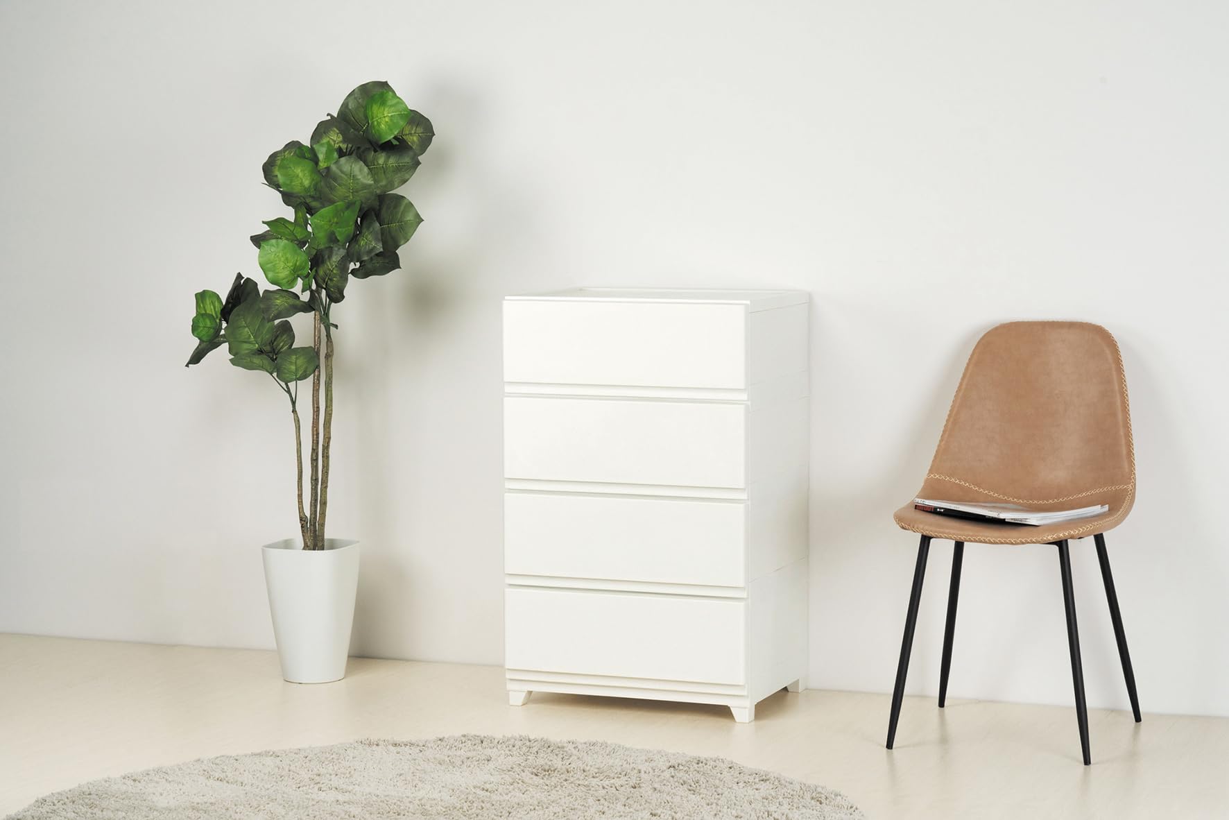 JEJアステージ(JEJ Astage) 収納チェスト 壁付デコニーシーヴォ ワイド 4段 ホワイト 日本製 W54xD41.7xH86.1cm - 3